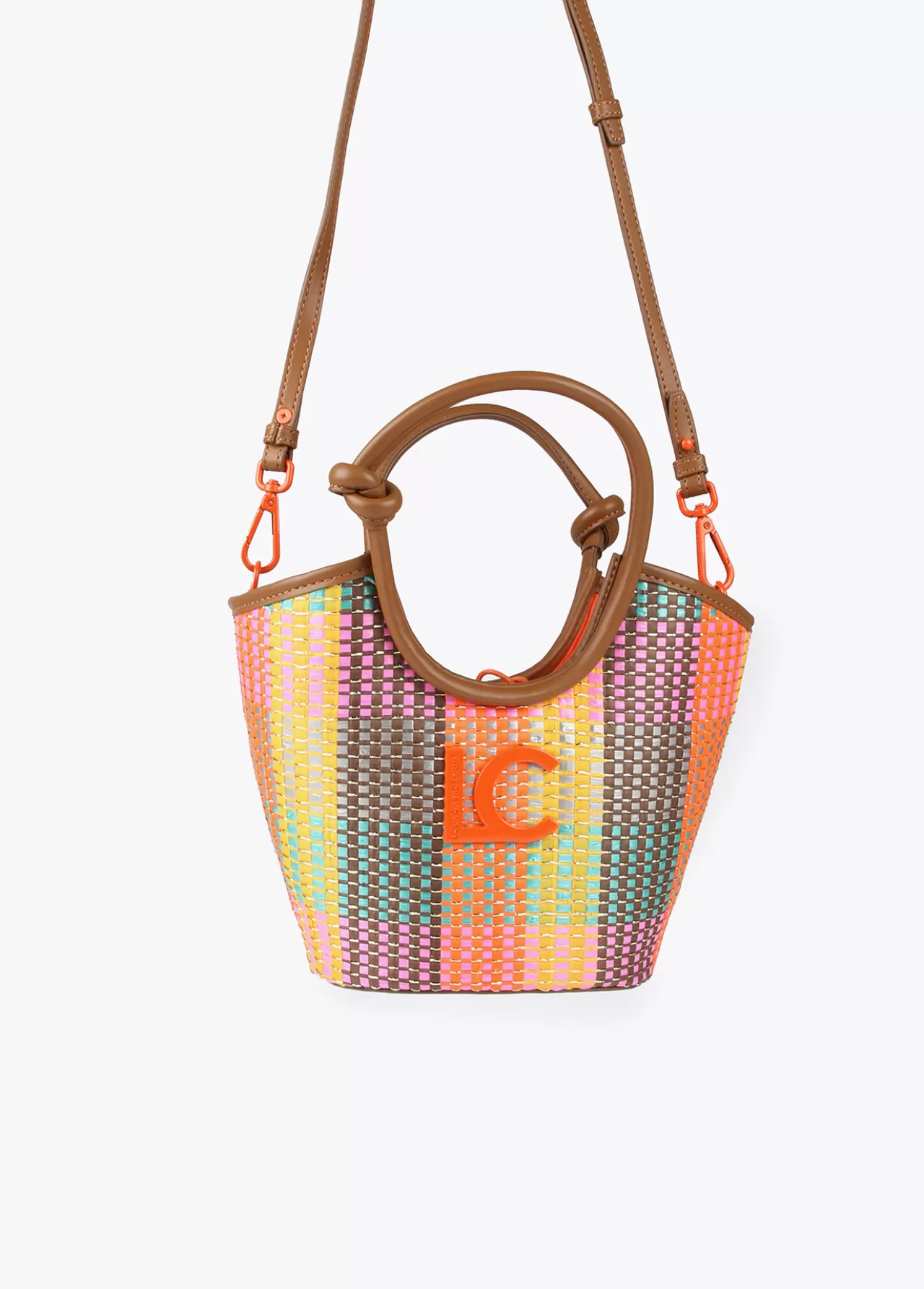 Lola Casademunt Bolso bandolera tipo cesta multicolor MARRON-NARANJA Hot