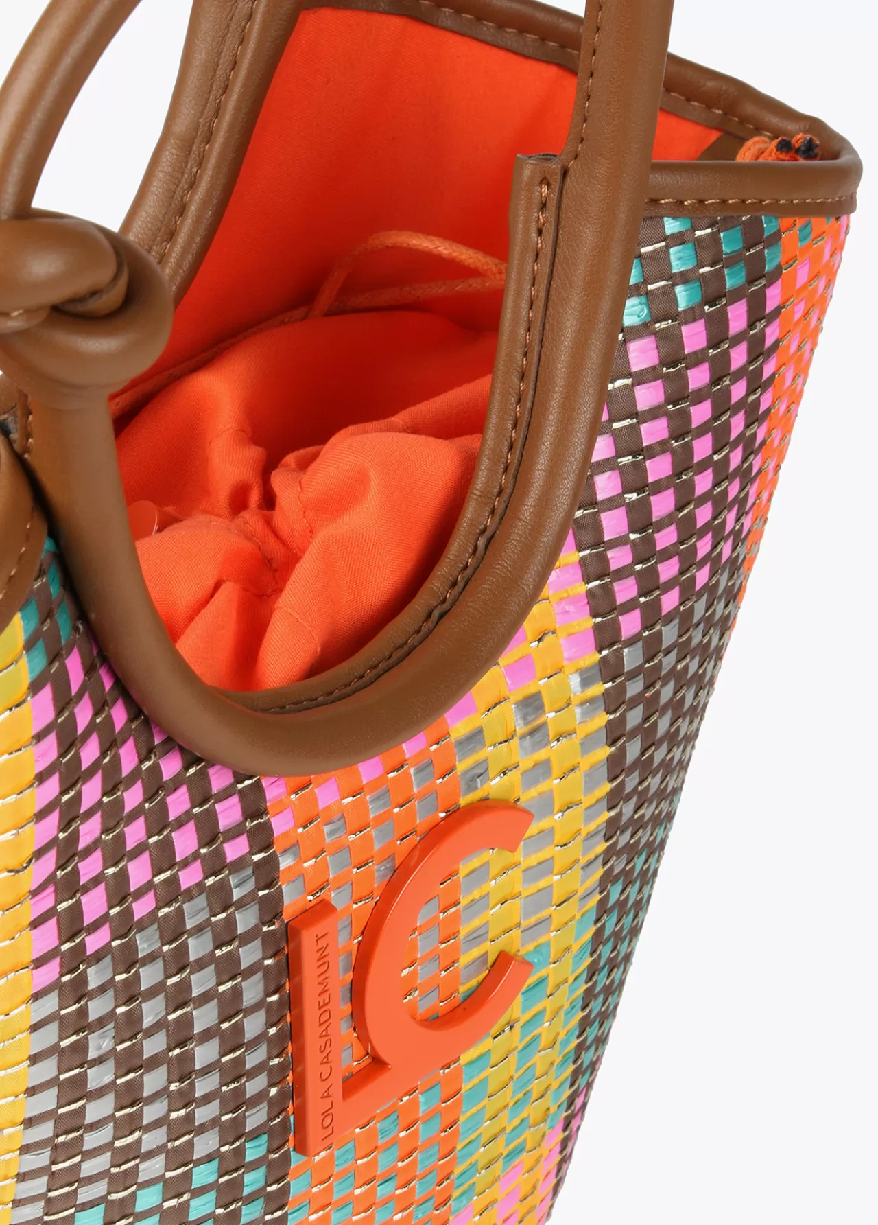 Lola Casademunt Bolso bandolera tipo cesta multicolor MARRON-NARANJA Hot
