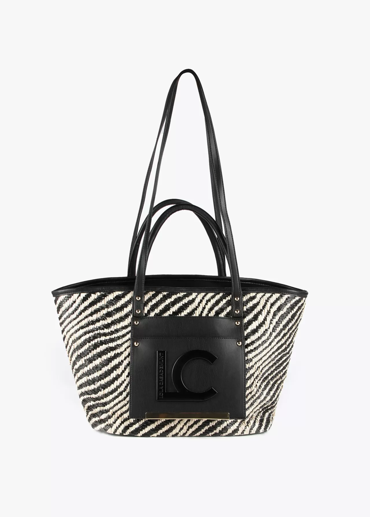 Lola Casademunt Bolso shopper tipo cesta NEGRO-BLANCO Hot