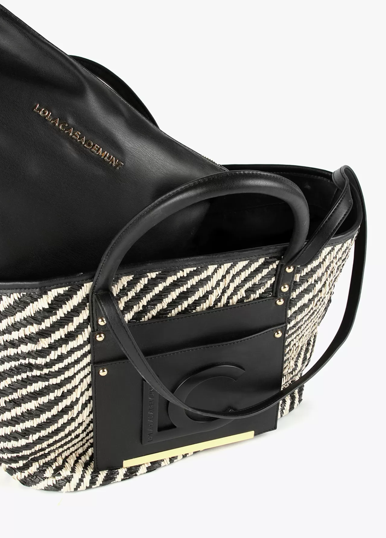 Lola Casademunt Bolso shopper tipo cesta NEGRO-BLANCO Hot