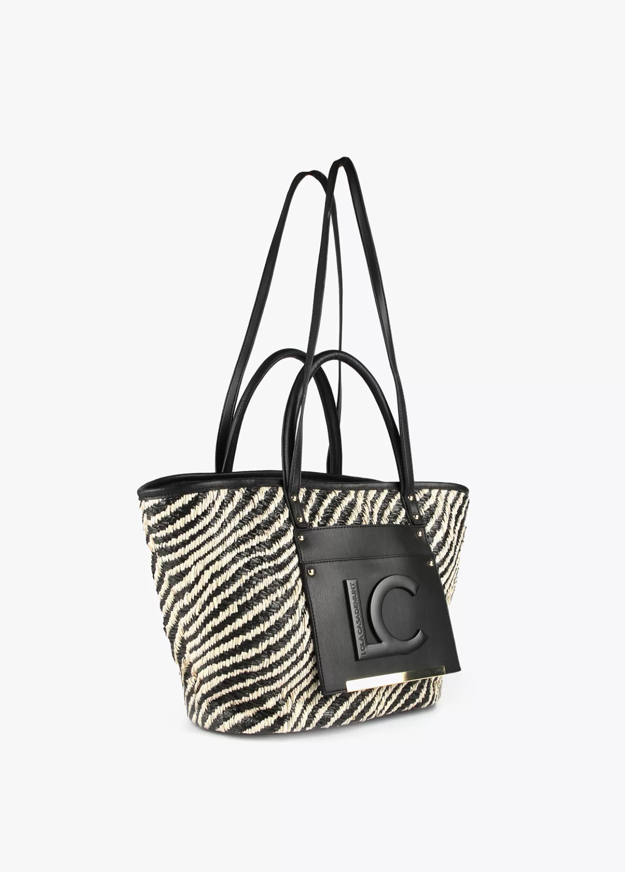 Lola Casademunt Bolso shopper tipo cesta NEGRO-BLANCO Hot