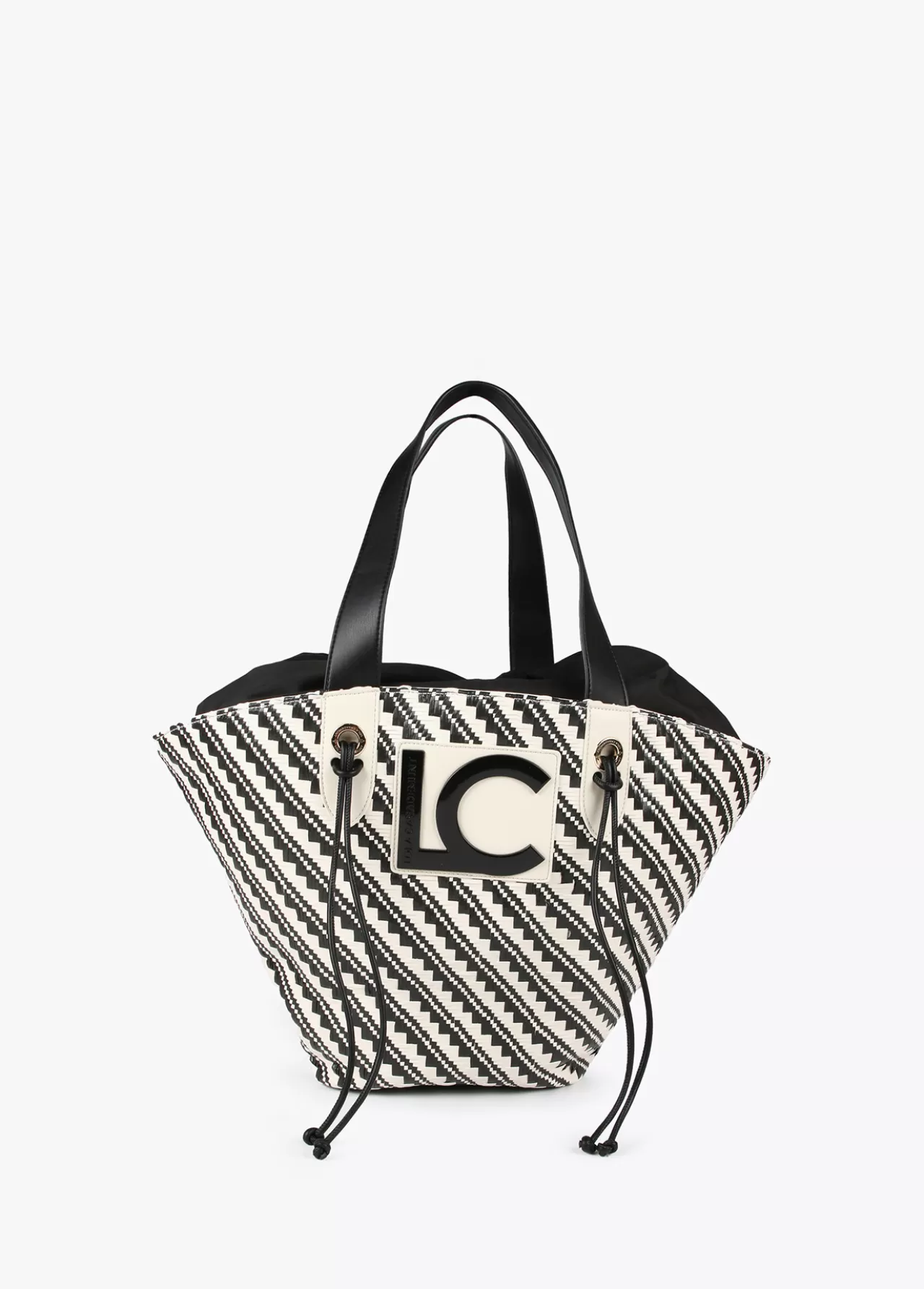 Lola Casademunt Bolso tipo cesta en efecto rafia NEGRO-CRUDO Cheap