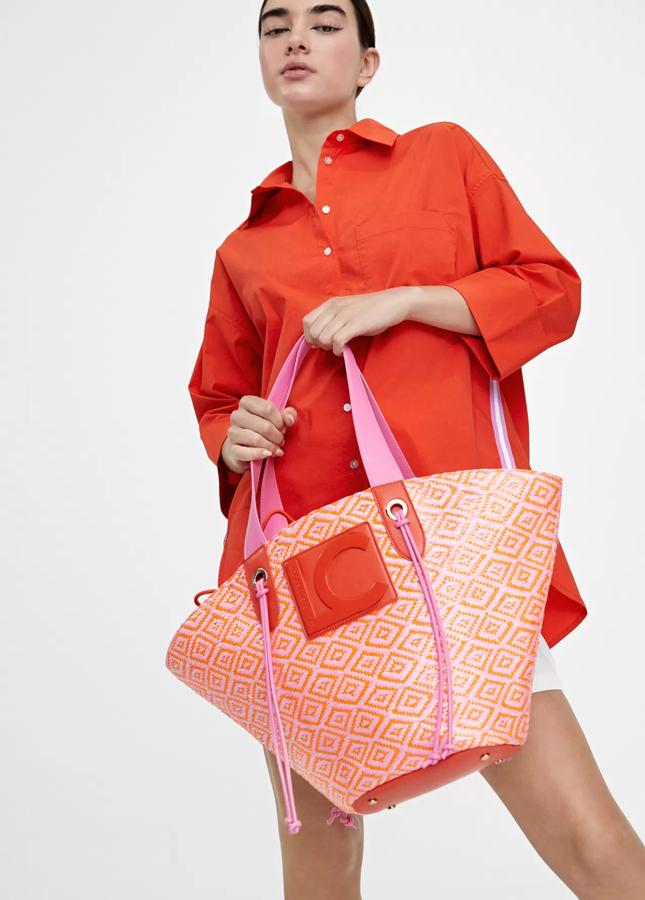 Lola Casademunt Bolso tipo cesta en efecto rafia bicolor NEGRO-CRUDO Cheap