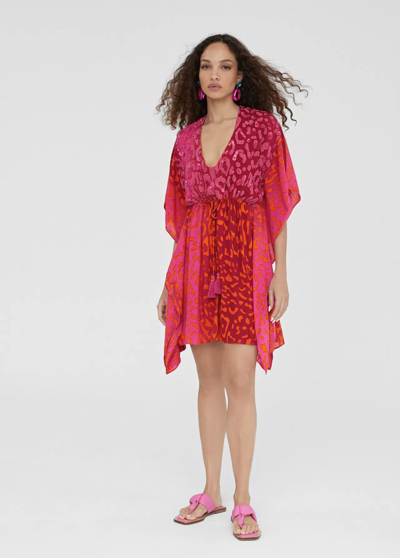 Lola Casademunt Caftan corto print animal ROSA Best