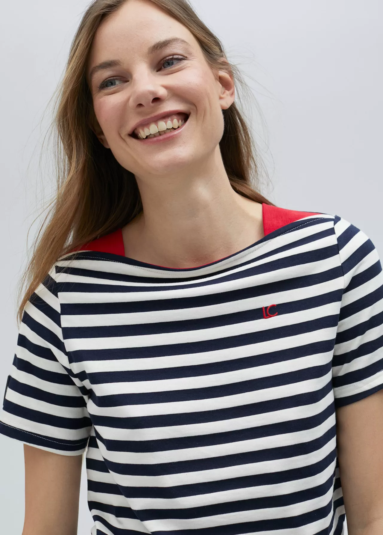 Lola Casademunt Camiseta rayas manga corta en algodón 100% - Lola Casademunt AZUL-BLANCO Clearance