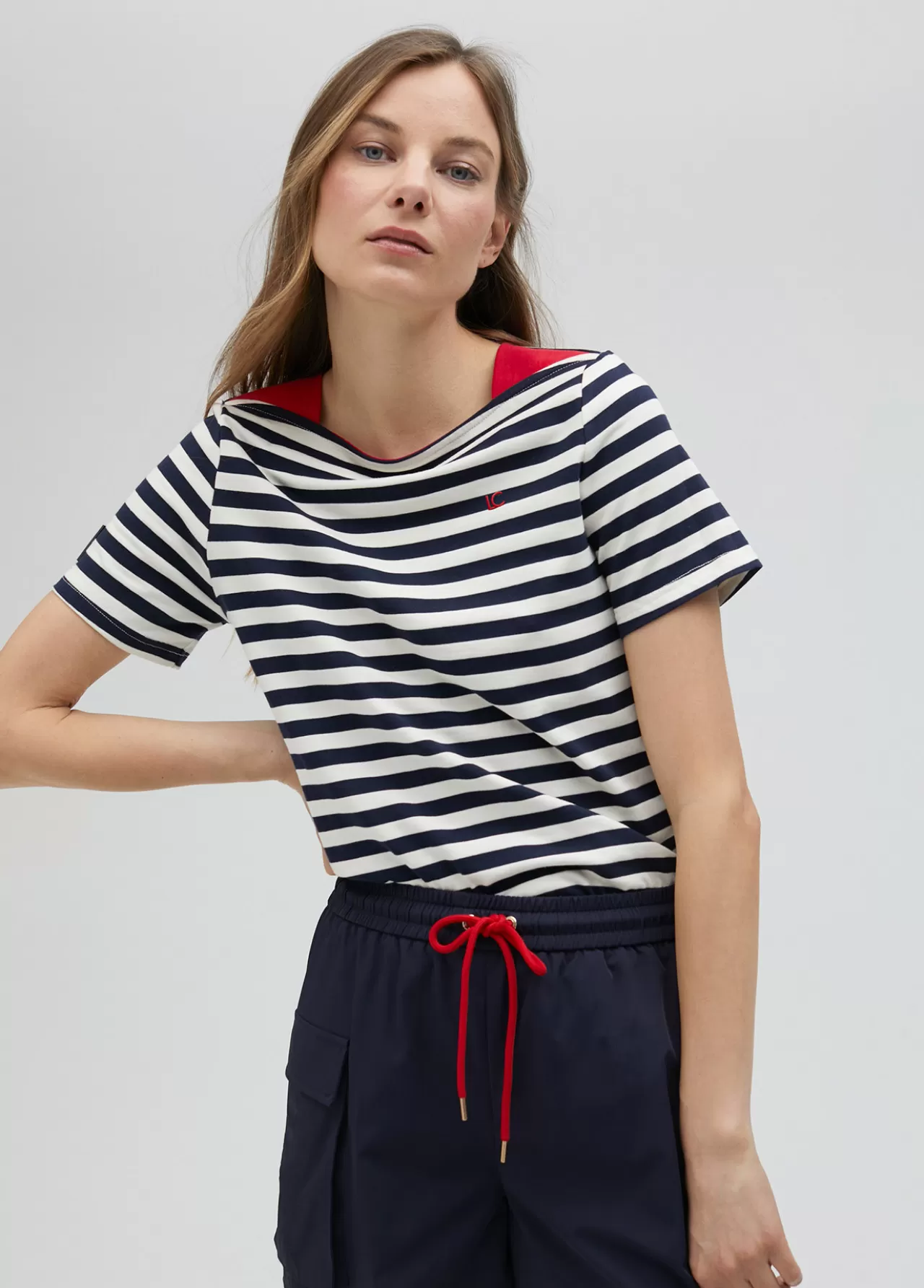 Lola Casademunt Camiseta rayas manga corta en algodón 100% - Lola Casademunt AZUL-BLANCO Clearance