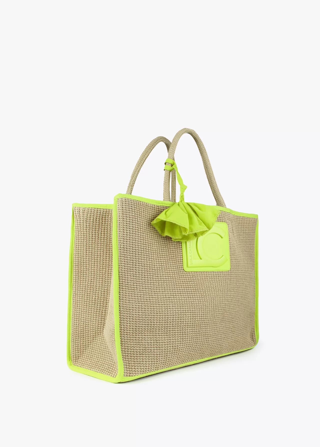 Lola Casademunt Capazo con ribetes color fluor MARRON-NEGRO Discount