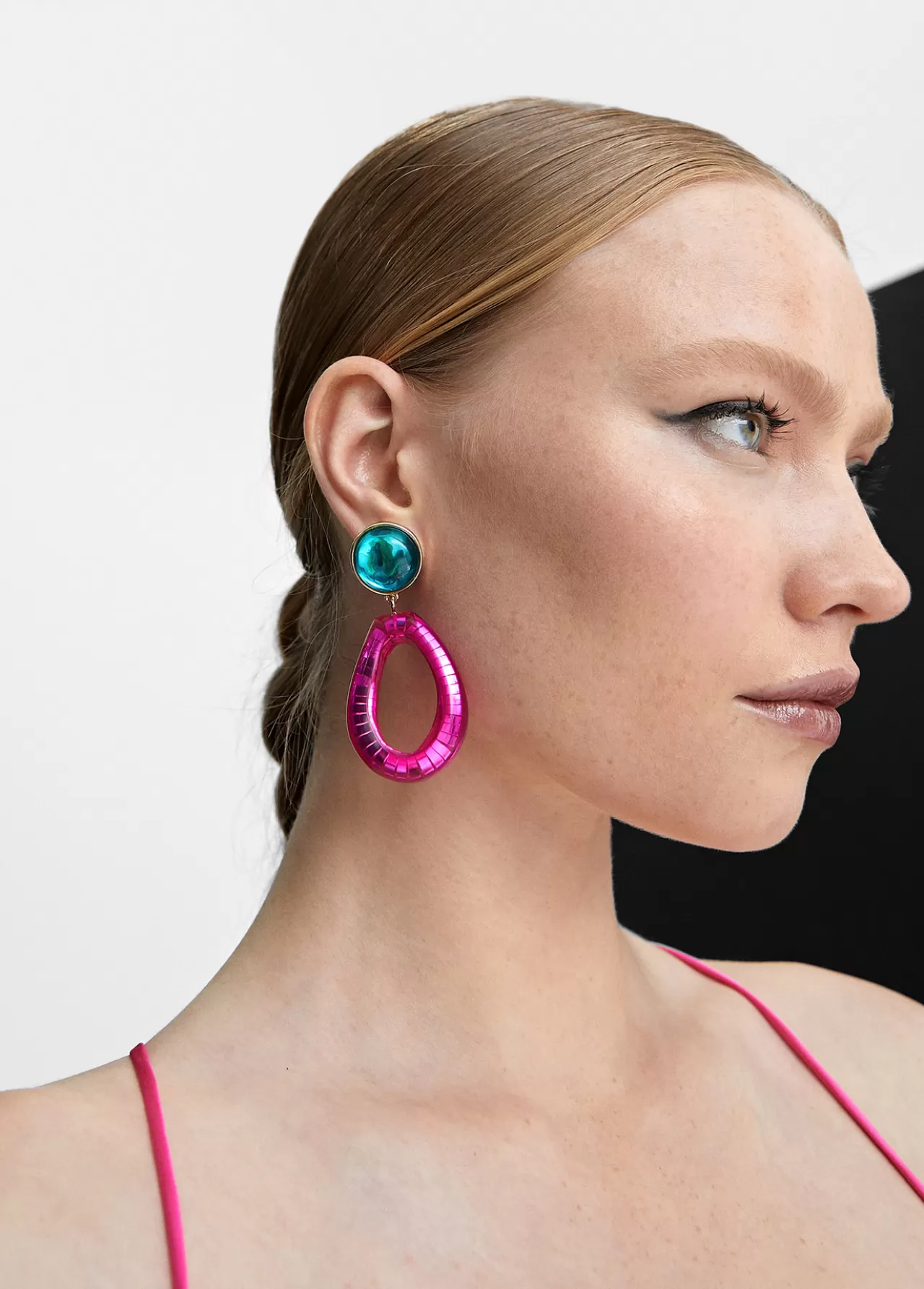 Lola Casademunt Pendientes dos piezas de colores FUCSIA Store
