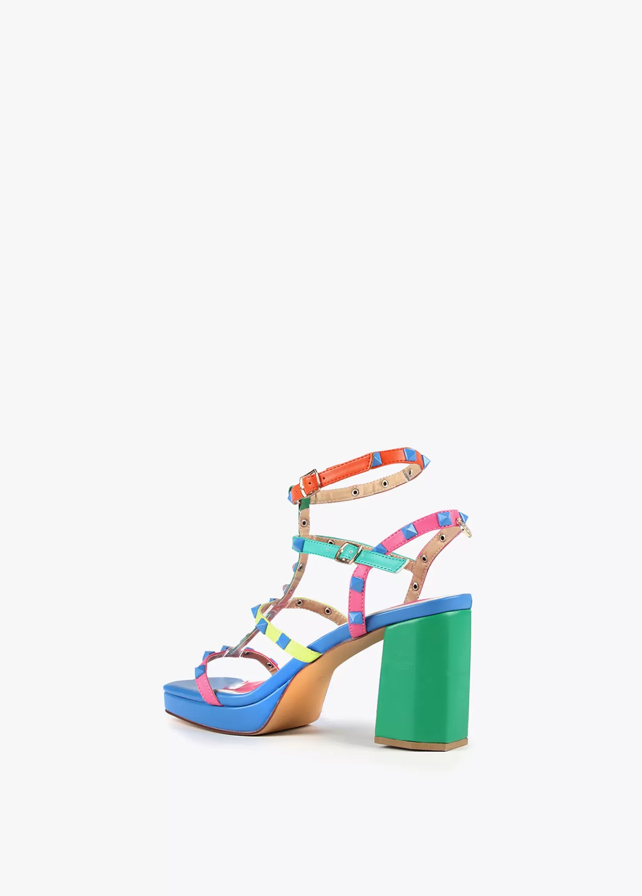 Lola Casademunt Sandalia de tacón con tiras multicolor VERDE-ROSA Cheap