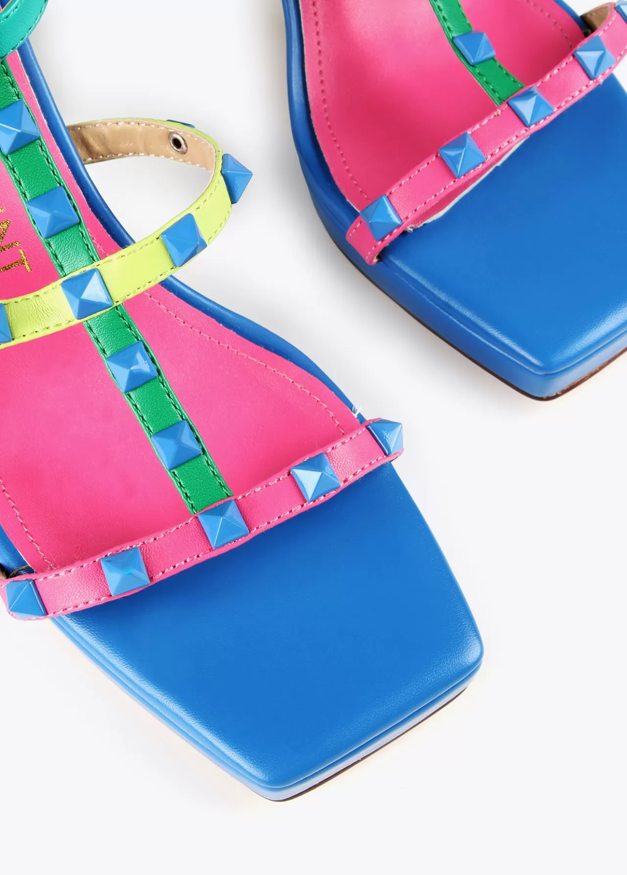 Lola Casademunt Sandalia de tacón con tiras multicolor VERDE-ROSA Cheap