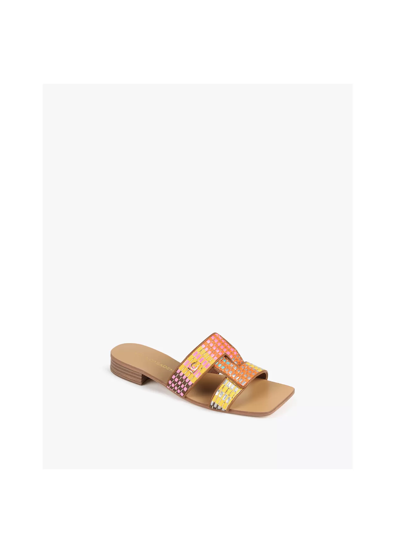 Lola Casademunt Sandalia plana efecto rafia multicolor MARRON-NARANJA Cheap
