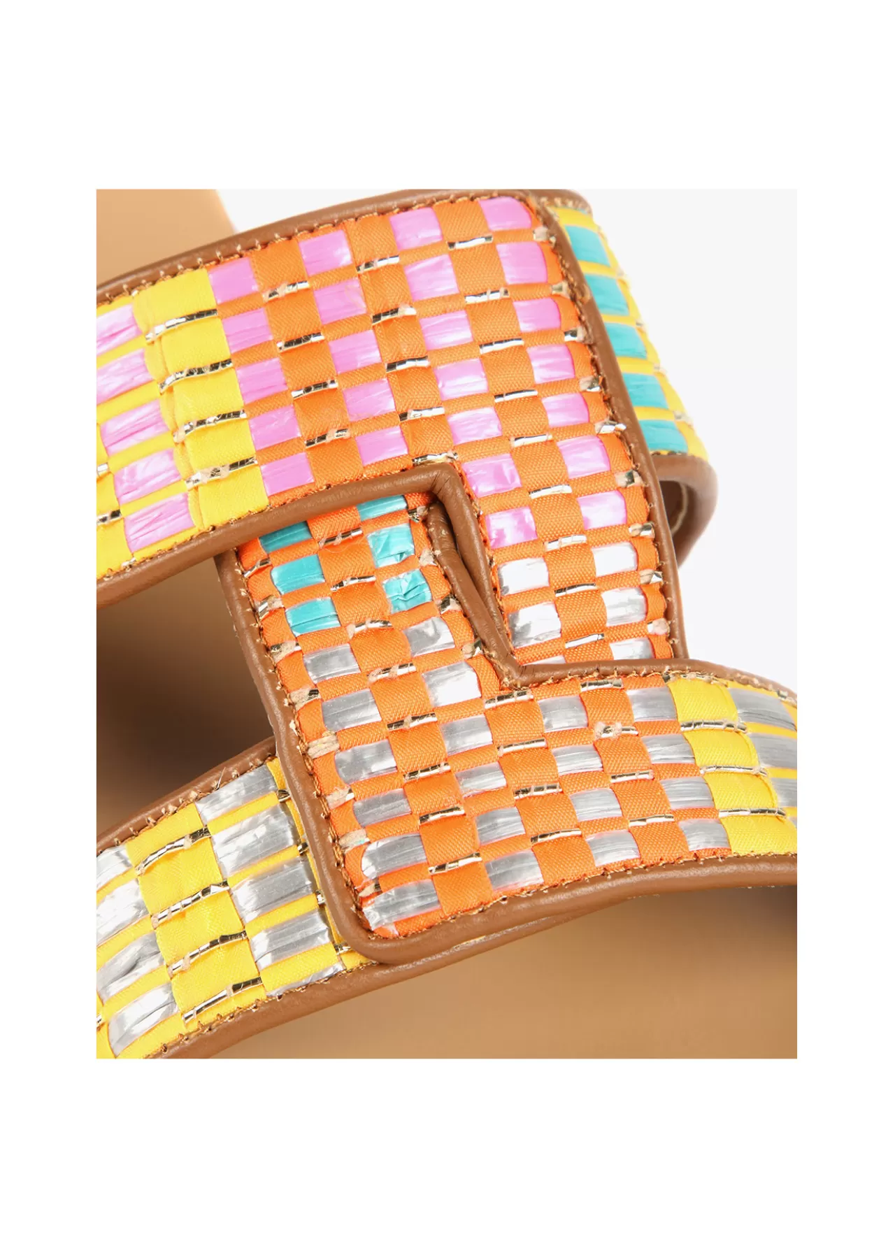 Lola Casademunt Sandalia plana efecto rafia multicolor MARRON-NARANJA Cheap
