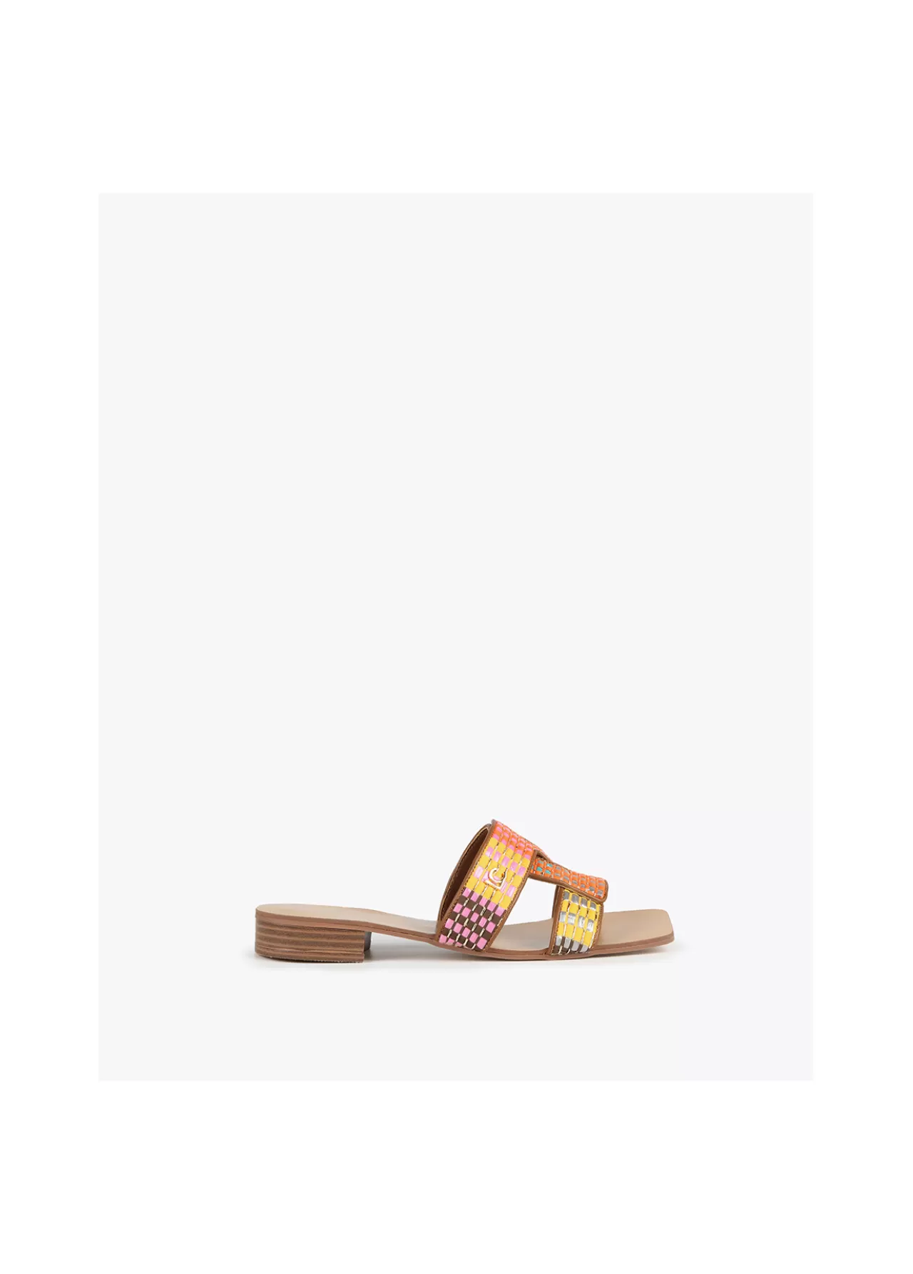 Lola Casademunt Sandalia plana efecto rafia multicolor MARRON-NARANJA Cheap