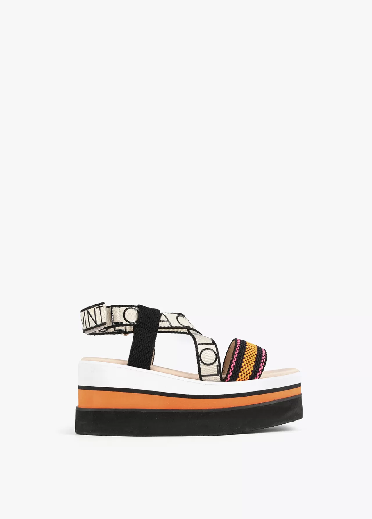 Lola Casademunt Sandalia tipo plataforma tricolor NARANJA-NEGRO Outlet