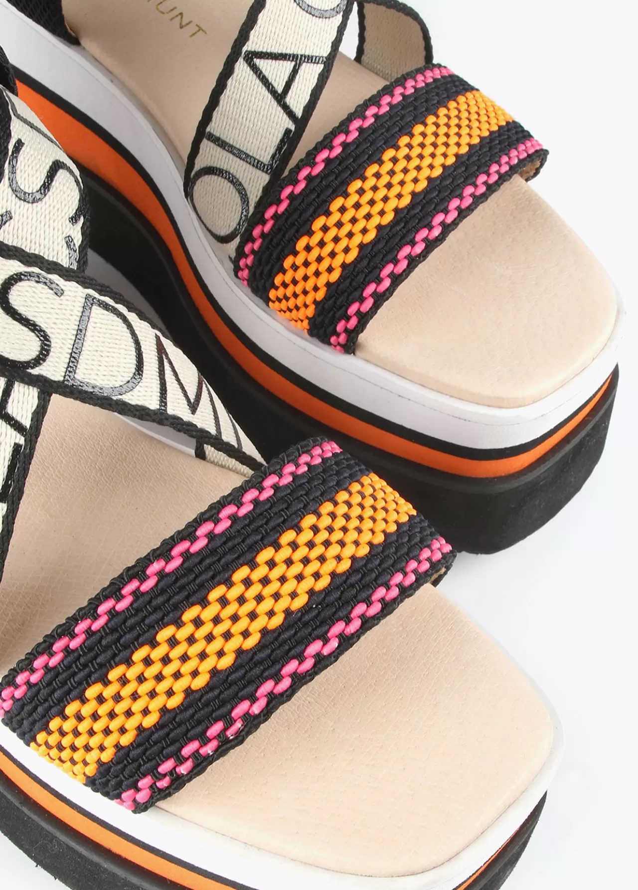 Lola Casademunt Sandalia tipo plataforma tricolor NARANJA-NEGRO Outlet