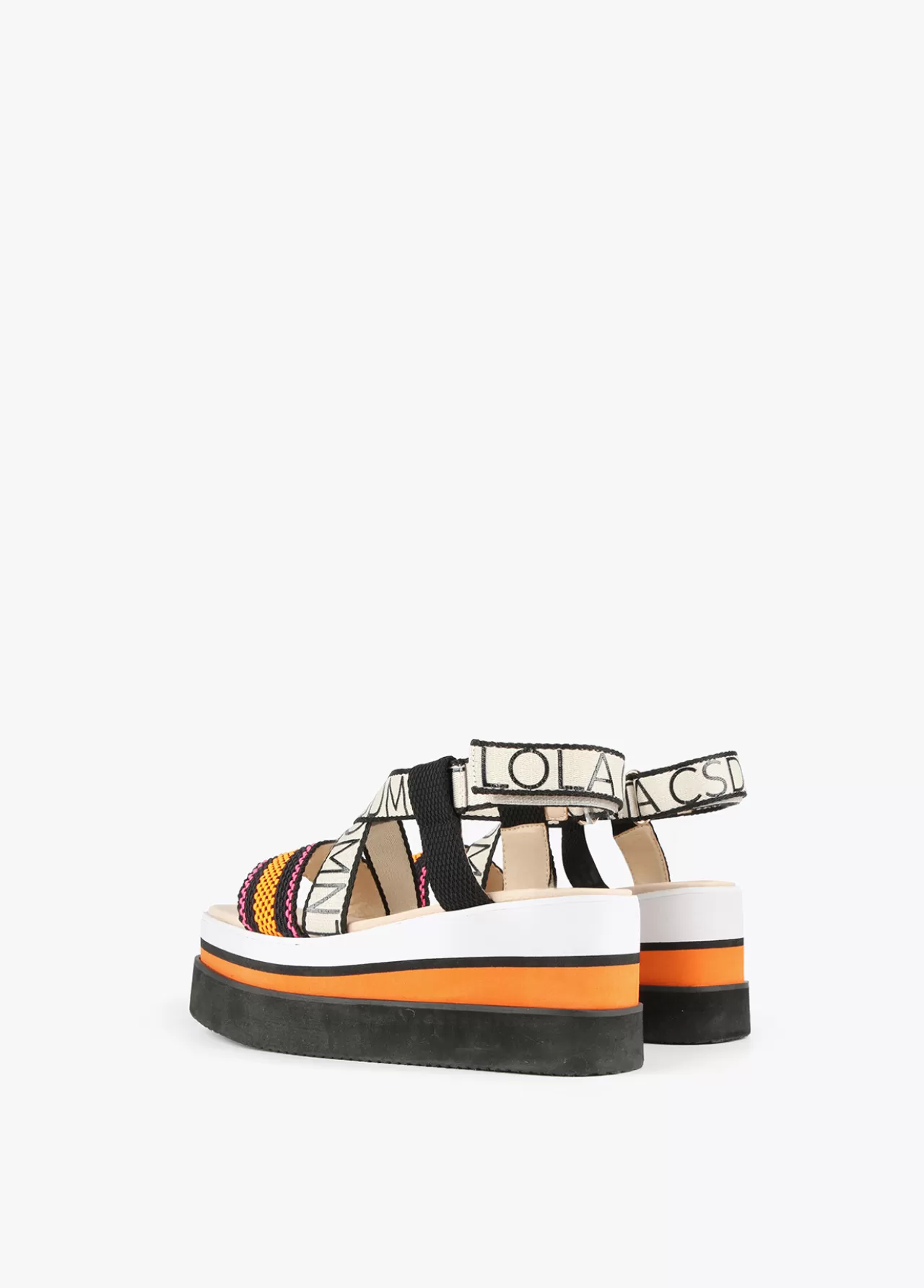 Lola Casademunt Sandalia tipo plataforma tricolor NARANJA-NEGRO Outlet