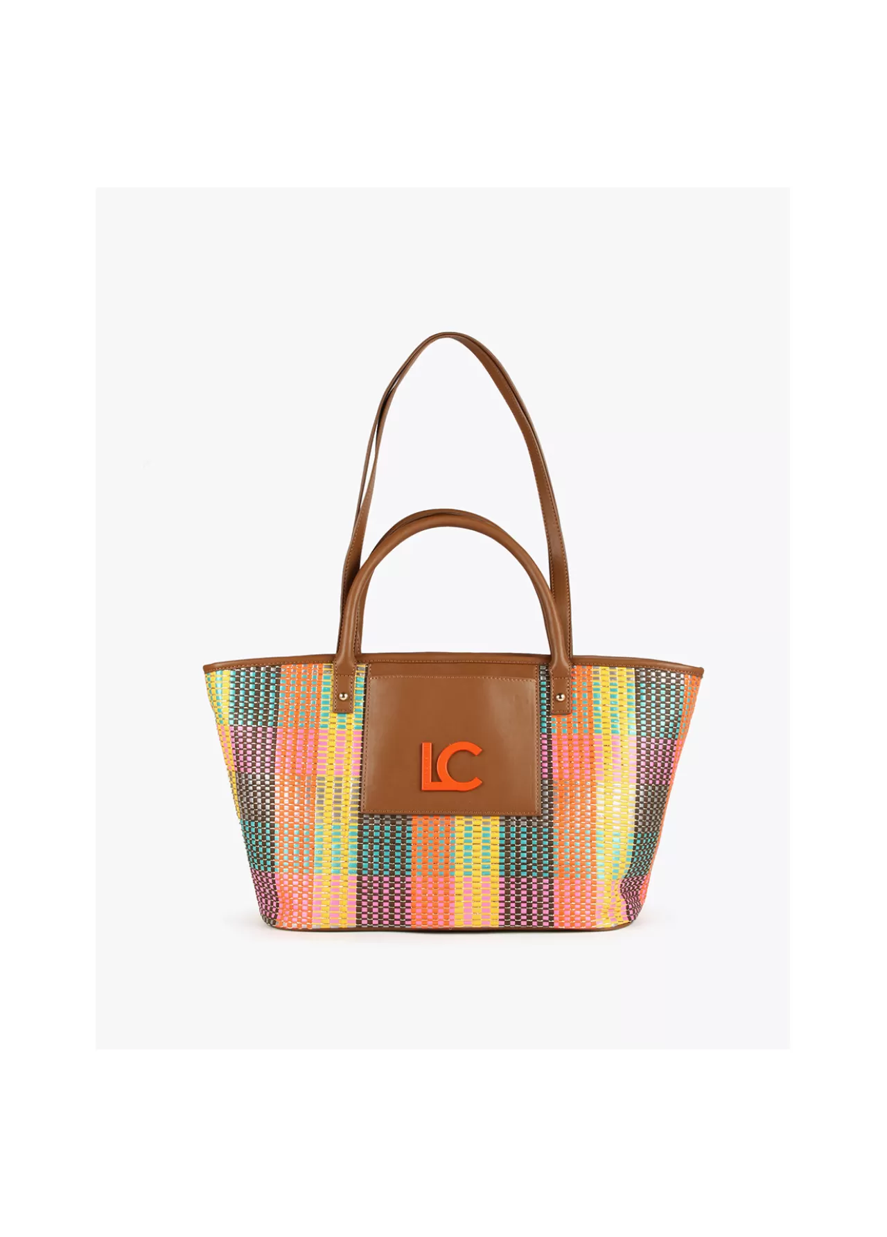 Lola Casademunt Shopper doble asa multicolor MARRON-NARANJA Outlet