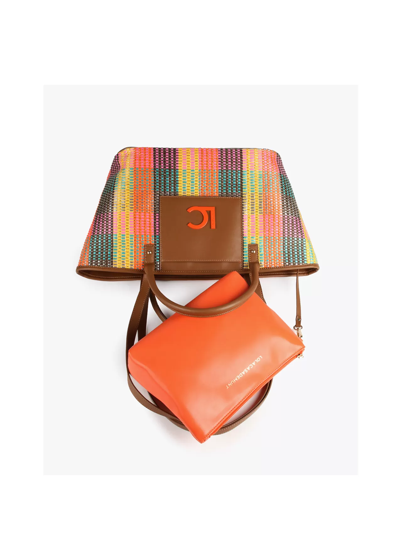 Lola Casademunt Shopper doble asa multicolor MARRON-NARANJA Outlet