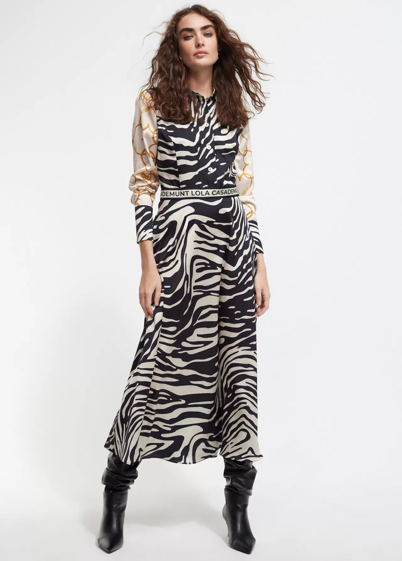 Lola Casademunt Vestido estampado zebra NEGRO-CRUDO Best