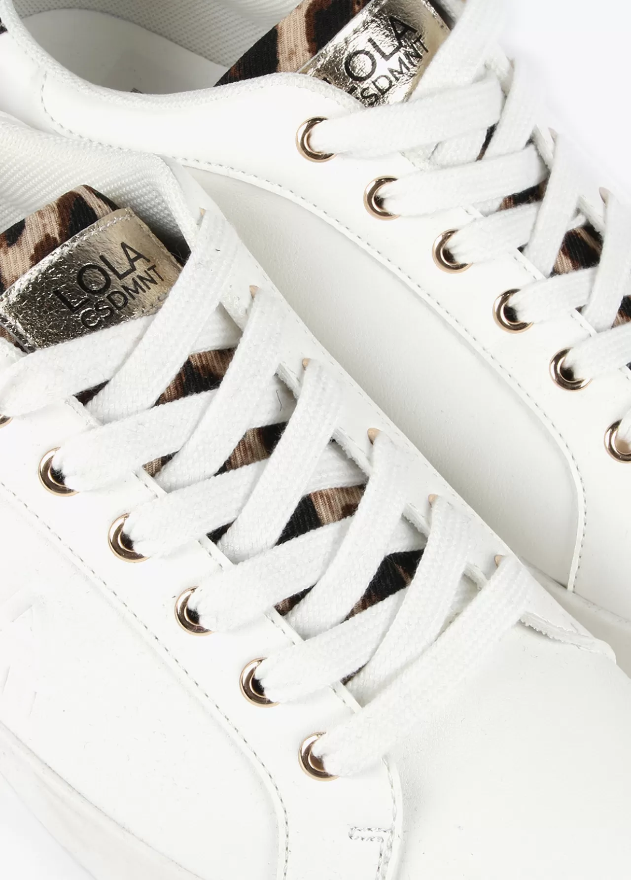 Lola Casademunt Zapatillas tipo sneakers detalles animal print BLANCO-MARRON Cheap